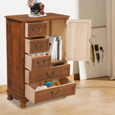 5-Drawers Wooden Tallboy Dresser, Chest of Drawers & Closet Storage Organizer
