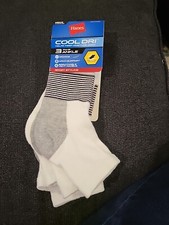 Hanes Men's Cool Dri  Ankle Socks With Ventilation, 3 Pack shoe size 6-12 white