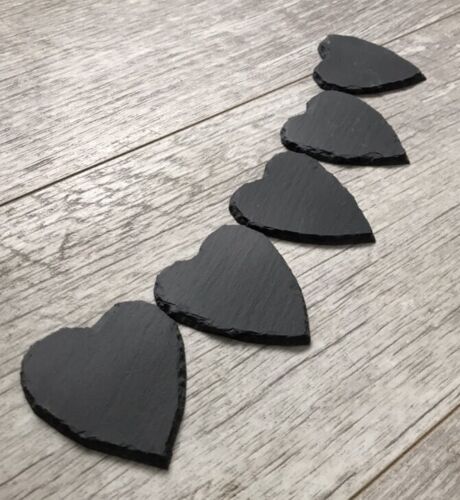 X20 Handmade Natural Slate Heart Mini Chalkboard Tags, Weddings Favours Partys - Picture 1 of 4