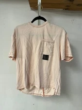 Zara mens size M pink tshirt front pocket cotton round neck graphic tee longline