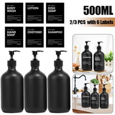 2/3x 500ml Soap Dispenser Label Pump Lotion Shampoo Bottle Sanitizer Container