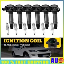6x Ignition Coils + 6x Spark Plugs Black Fit Mazda CX-9 TB 2007-2016 3.7L CA SUV