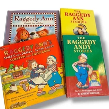 Lot of 4 Raggedy Ann and Andy Books Assorted Hardcover Scratch & Sniff