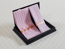 Dollhouse Bath Towels Pink & Gold Striped by Reutter 1:12 Scale Miniatures