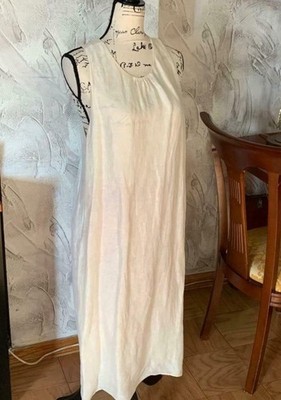 GIORGIO ARMANI LE COLLEZIONI IVORY SHEATH LINEN BLAND DRESS SUNDRESS SIZE 42
