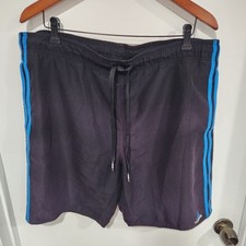 Adidas Black With Blue Stripes Shorts, Mesh Lined, Men's XL, 36" Waist