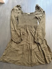 Copper Key Green Smocked Babydoll Dress Women’s Small Long Sleeve Cottagecore