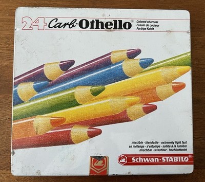 Vintage CARB OTHELLO STABILO Colored Charcoal Pencils Pastels Set 24 Schwan 1400