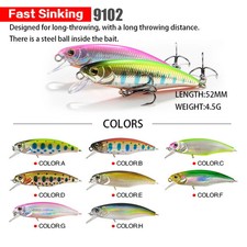 Professional Sinking Minnow Fishing Lure 2.05 in 4.5g Jerkbait for Bass Pike