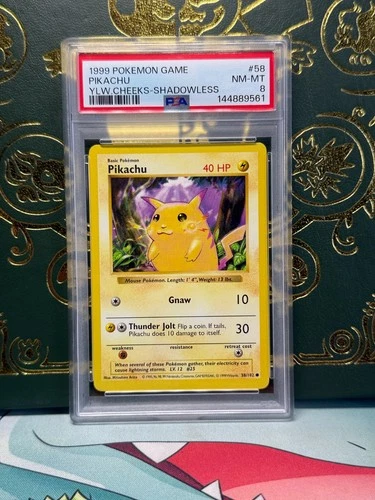 Pikachu Shadowless PSA 8 Yellow Cheeks 58/102 WOTC Pokemon Card Base Set