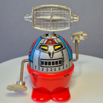 Moon Kinderwagen Blech Aufzieh Roboter Spielzeug 3,5 Zoll Made in Hong Kong funktionstüchtig