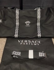 Original VERSACE Parfums Weekend Bag For Men - Large Black Duffel Bag / Gym NICE