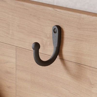 Black Wall Mount Coat Hook 2'' Proj Wrought Iron Rust Resistant Renovators Supply