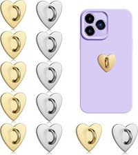 12 PCS Heart Phone Charm Hook Metal Phones Finger Grip Adhesive Heart Shaped Rin