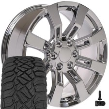 5409 20x8.5 Chrome Rims 27555r20 Rt Tires Tpms Set 6x139.7 31et