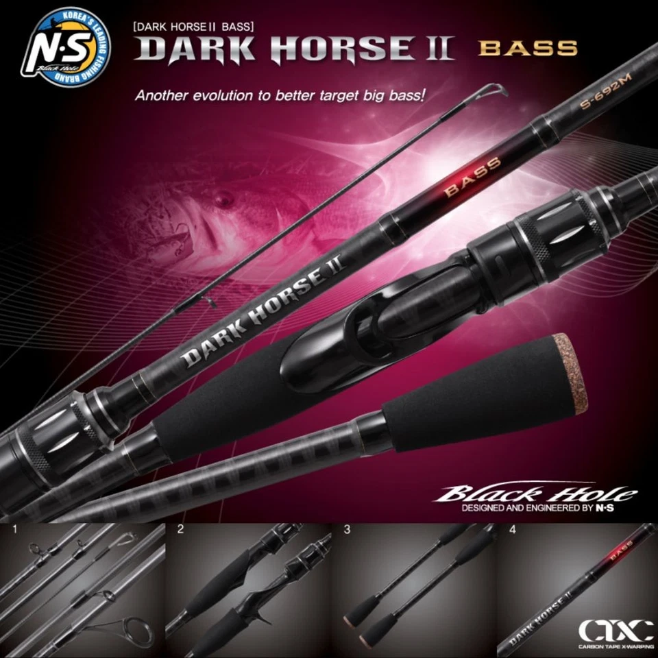 NS BLACK HOLE caña de pescar lubina baitcasting DARK HORSE II BASS C-752XH Foto 2 de 4