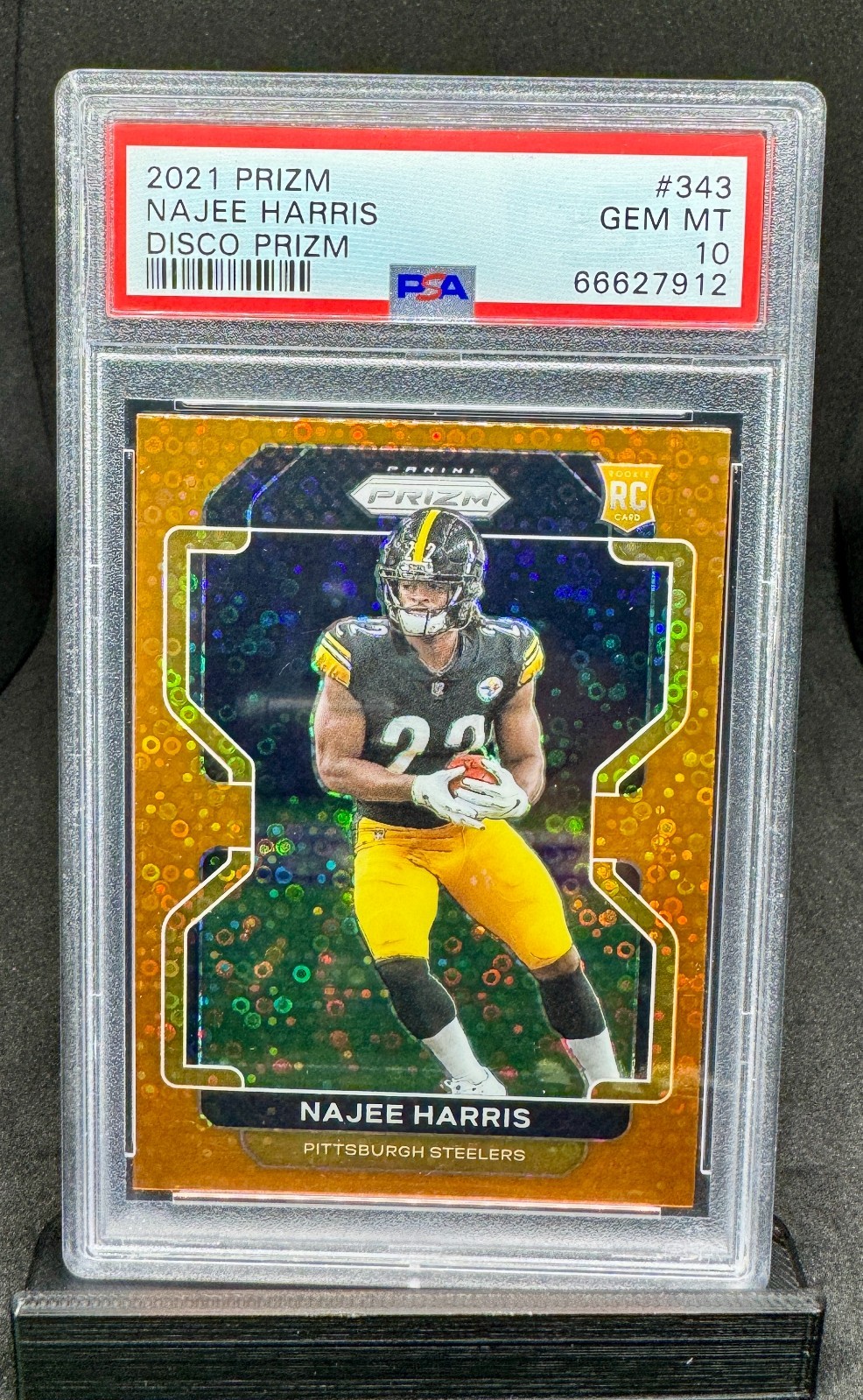 PSA GEM MT 10 NAJEE HARRIS ROOKIE ~ 2021 Panini Prizm ~ Orange Disco Prizm #343