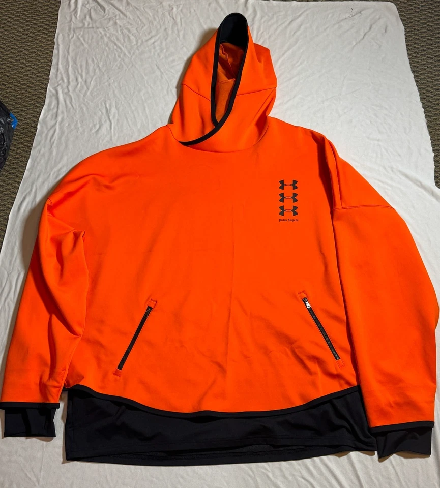 UNDER ARMOUR x PALM ANGELS Prison Orange and Black Hoodie Hooded 3XL Sweatshirt - Image 2 of 4
