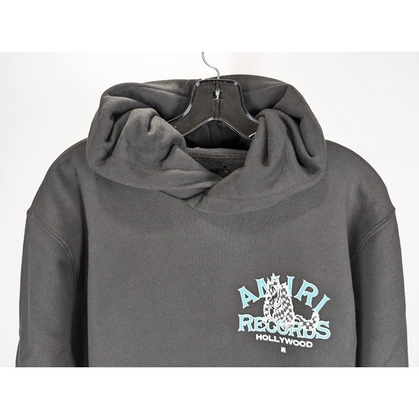 Felpa con cappuccio Amiri Records Wolf nera nuova con etichetta S
