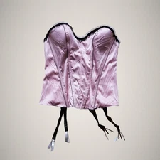 Black and pink satin corset top similar to Playboy