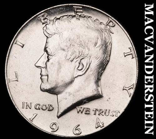 1964 Silver Kennedy Half Dollar - Choice Gem Brilliant Unc  Lustrous  #G8028