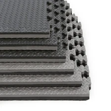 Xspec 1" Extra Thick Reversible EVA Foam Gym Mats 12 pcs 48 Sq Ft, Black & Grey
