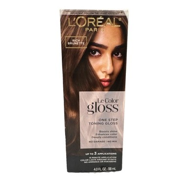 L'Oreal Paris Le Color One Step Hair Toning Gloss Rich Brunette 4 oz Box Damaged