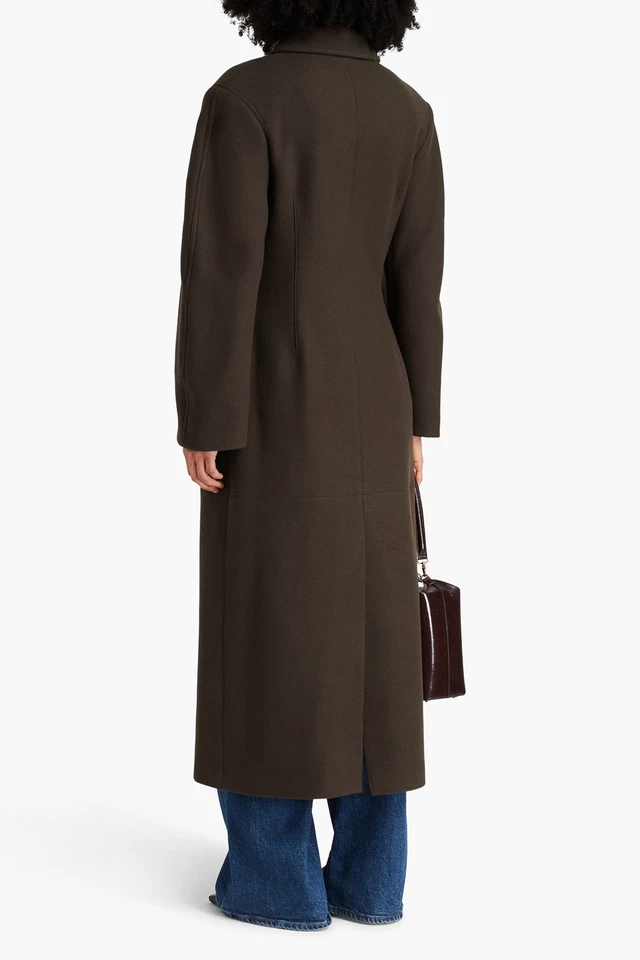 RRP €1620 NANUSHKA Long Coat Size M Wool Blend Sculpted Waist Single Breasted - Image 2 of 4