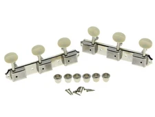 KAISH Nickel w/Aged White 3 per side 3x3 on a Plate Vintage Guitar Tuning Key...