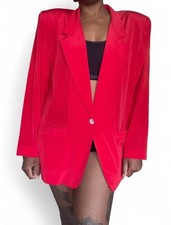 VTG 80s 90s Liz Claiborne Retro Lightweight Red Blazer Sz 10 Corporate Going Out