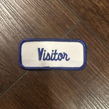 Vintage Embroidered Work Uniform Name Tag Badge VISITOR Unique Patch 70s 80s B25