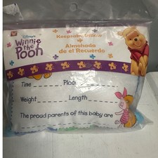 NEW Y2K Disney Winnie the Pooh Keepsake Pillow Baby Birth Record Vintage USA