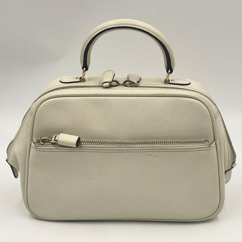 Valextra Leather Mini Boston Bag Off White Ivory Made in Italy from Japan