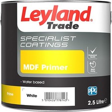 Leyland Trade MDF Primer White Specialist Paint 2.5L Interior Wood Boards UK Pro