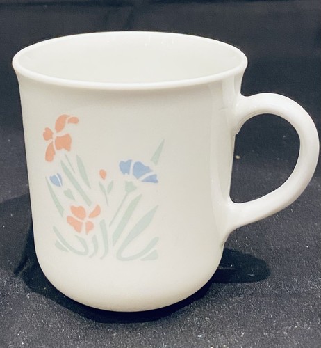 VINTAGE Corelle Cups 8 oz. STENCIL GARDEN Orange Blue Flowers 6-piece Set - 第 3/5 張圖片