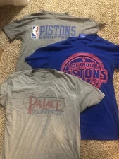 Detroit Pistons Lot of 3 T-shirts Men’s Used Size S M & L Gray And Blue