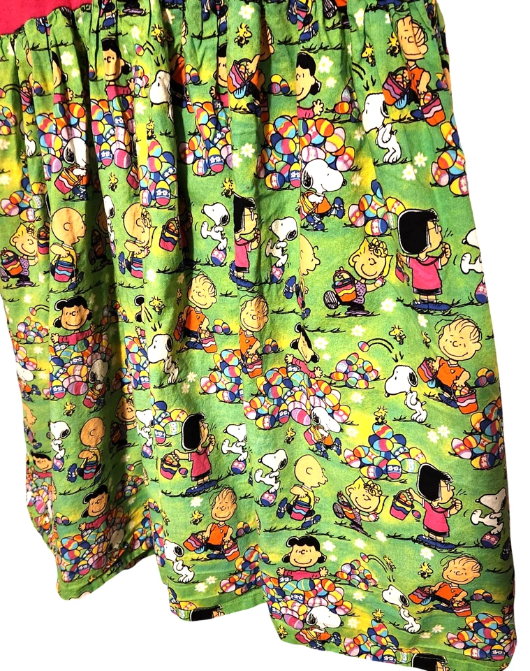 Vestido de Pascua Hecho a Mano Rosa y Verde con Estampado de CACAHUETES Niñas Talla 10 Foto 3 de 4