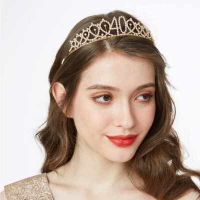 Frcolor 40. Geburtstag Tiara – Rotes Strass-Stirnband Mit Kämmen Für Die Besondere Feier