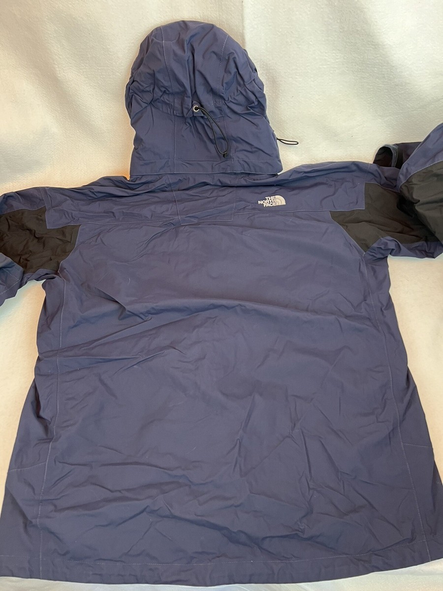 THE NORTH FACE Hyvent Blue/Black Rain Ski Hooded Jacket THE NORTH FACE Hyvent Blue/Black Rain Ski Hooded Jacket