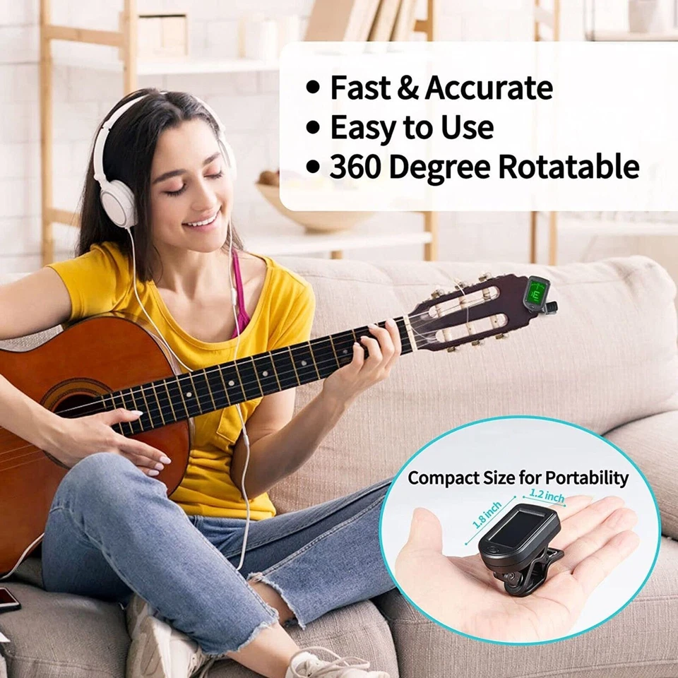 LCD Clip On Chromatic Acoustic Electric Guitar Bass Ukulele Banjo Violin Tuner - Image 4 of 4