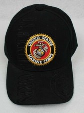 USMC Black United States Marine Corps Hat with Embossing