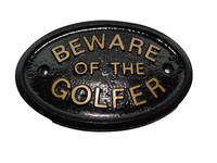 Beware Of The Golfer Wandschild TüR Schild Oder Garten Schwarz Mit Gold Brief