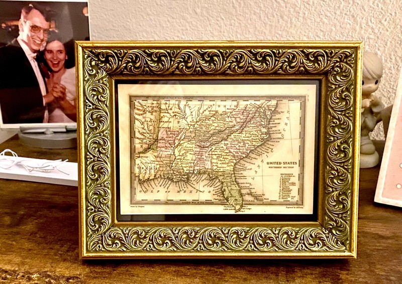 Framed UNITED STATES. SOUTHERN SECTION 1834 Original Map. Excellent condition.