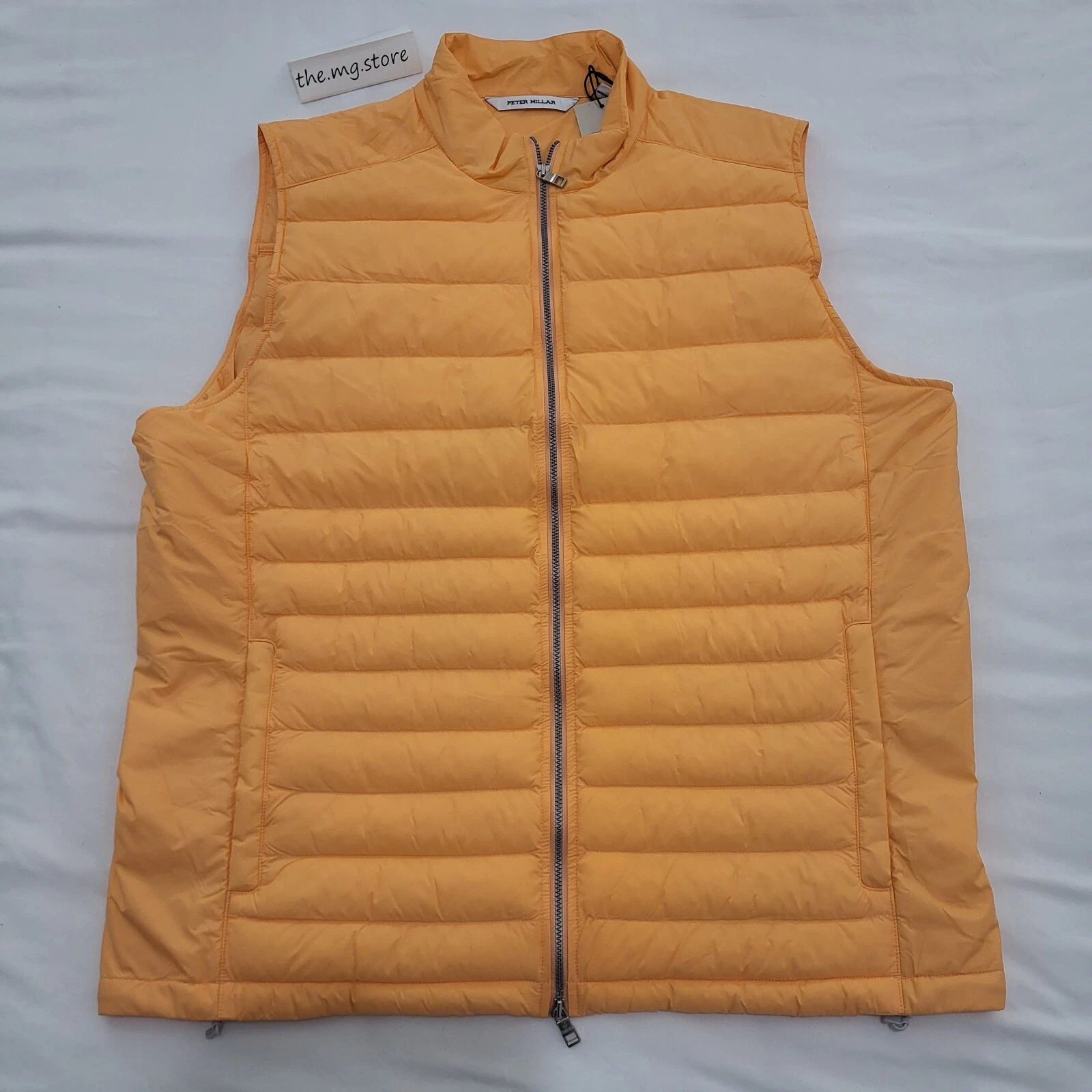 Peter Millar Golf Crown Elite Light Golden Ray Orange Puffer Vest Sz M MSRP $200