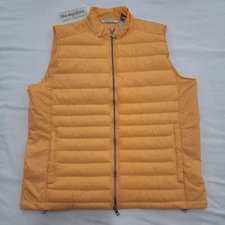 Peter Millar Golf Crown Elite Light Golden Ray Orange Puffer Vest Sz L MSRP $200