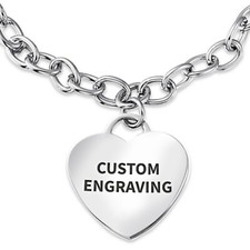 Personalize Medical Alert ID Chain Link Heart Shape Charm Bracelet