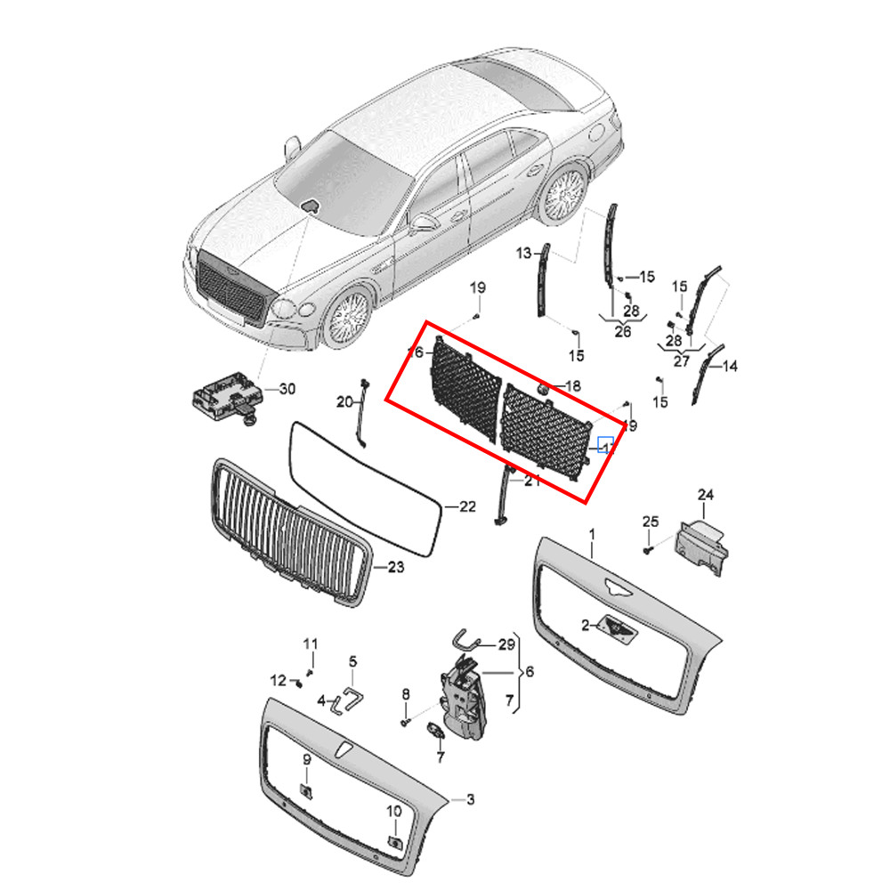 📞 Bentley Flying Spur 2020+ Front Black Radiator Grille OE 3SE853683B/84A