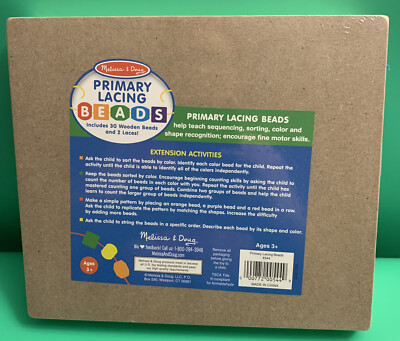 NEW Melissa And Doug Primary Lacing Beads with 30 Beads and