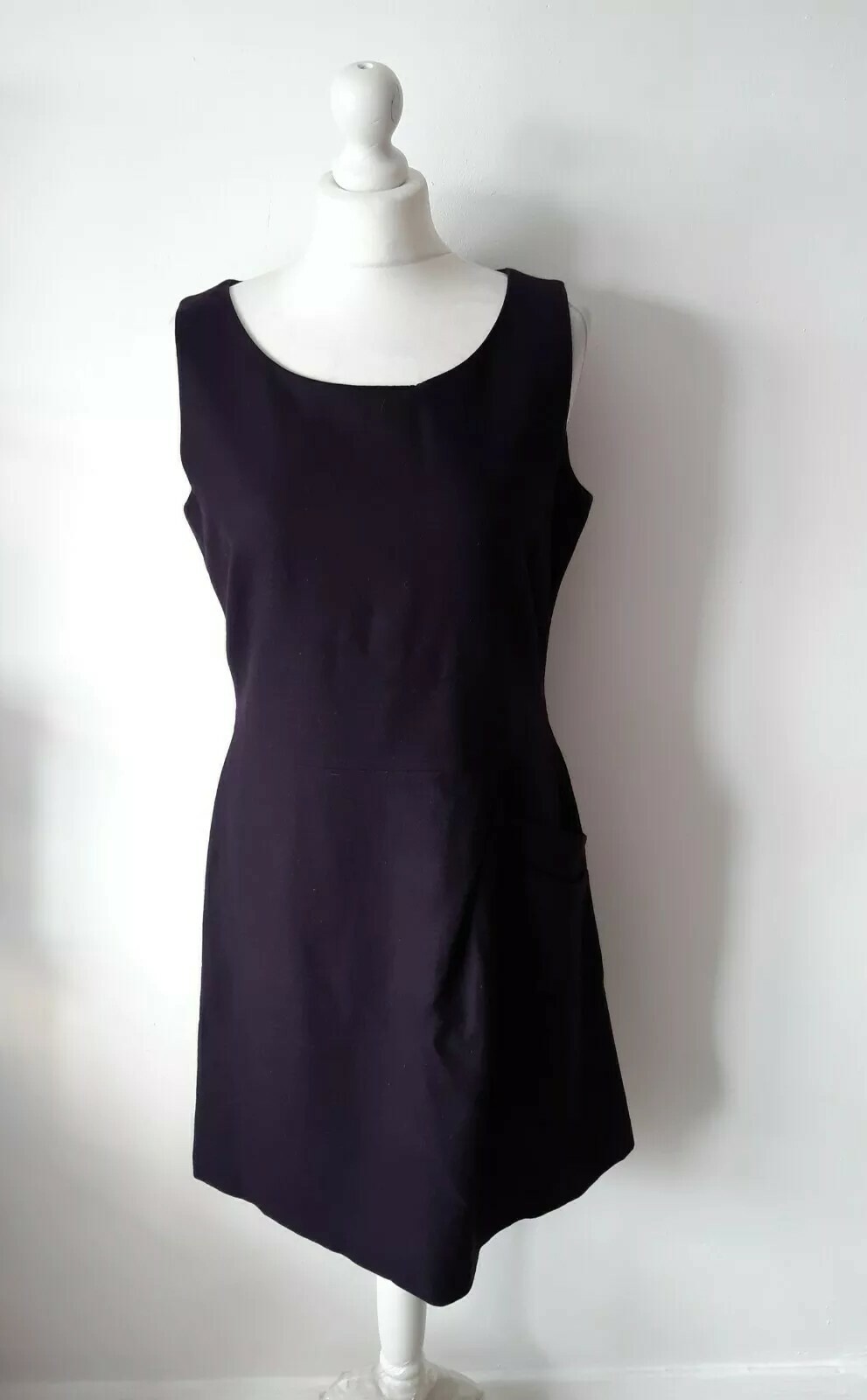 Kew Jigsaw Woman Aubergine Wool Dress Size 12 Uk With Pocket eBay