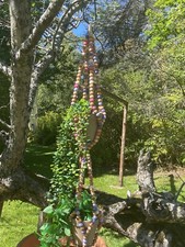 Double Boho Beaded Plant Hanger. Wooden Beads